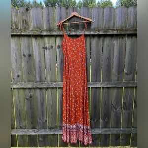 Rust Orange Altar’d State Sleeveless Floral Maxi Dress